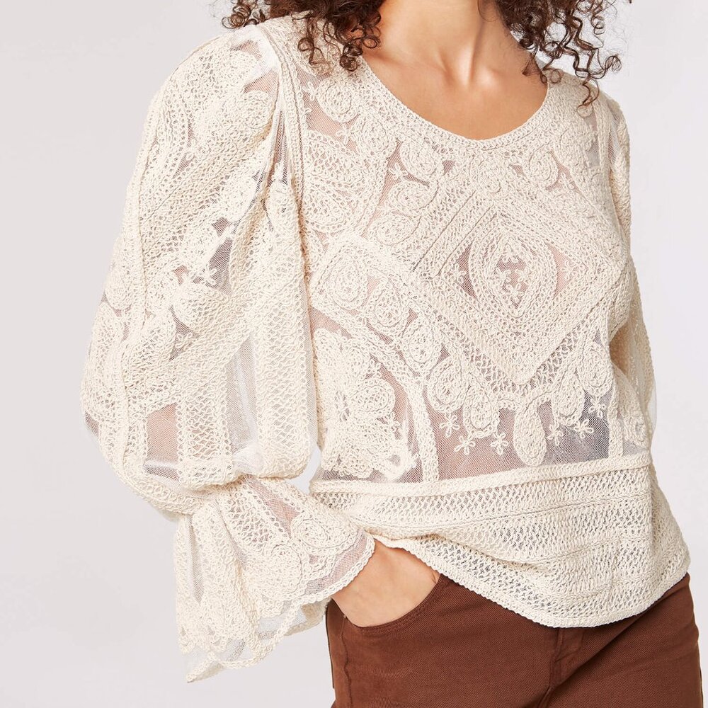 Banded Sleeve Lace Top - Picture 8 of 9